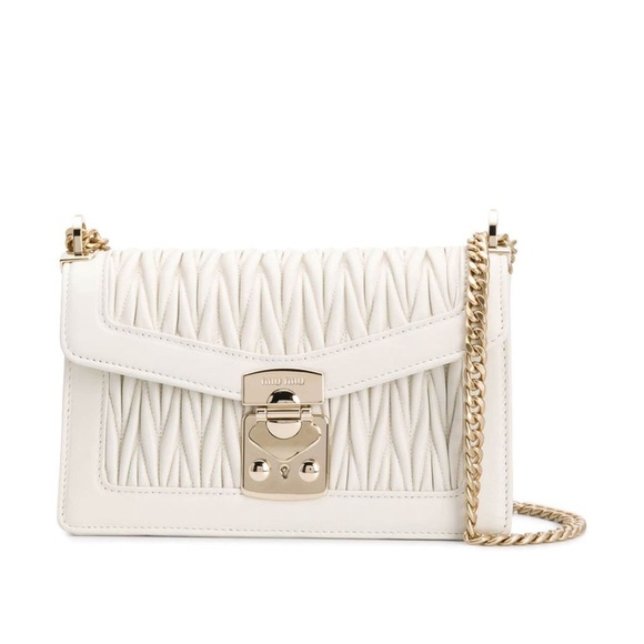 White Authentic Miu Miu Confidential Matelassé Leather Bag - Picture 2 of 11